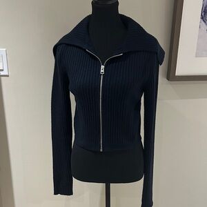 Banana Republic Navy Blue Ribbed Cotton/Cashmere Blend Cardigan